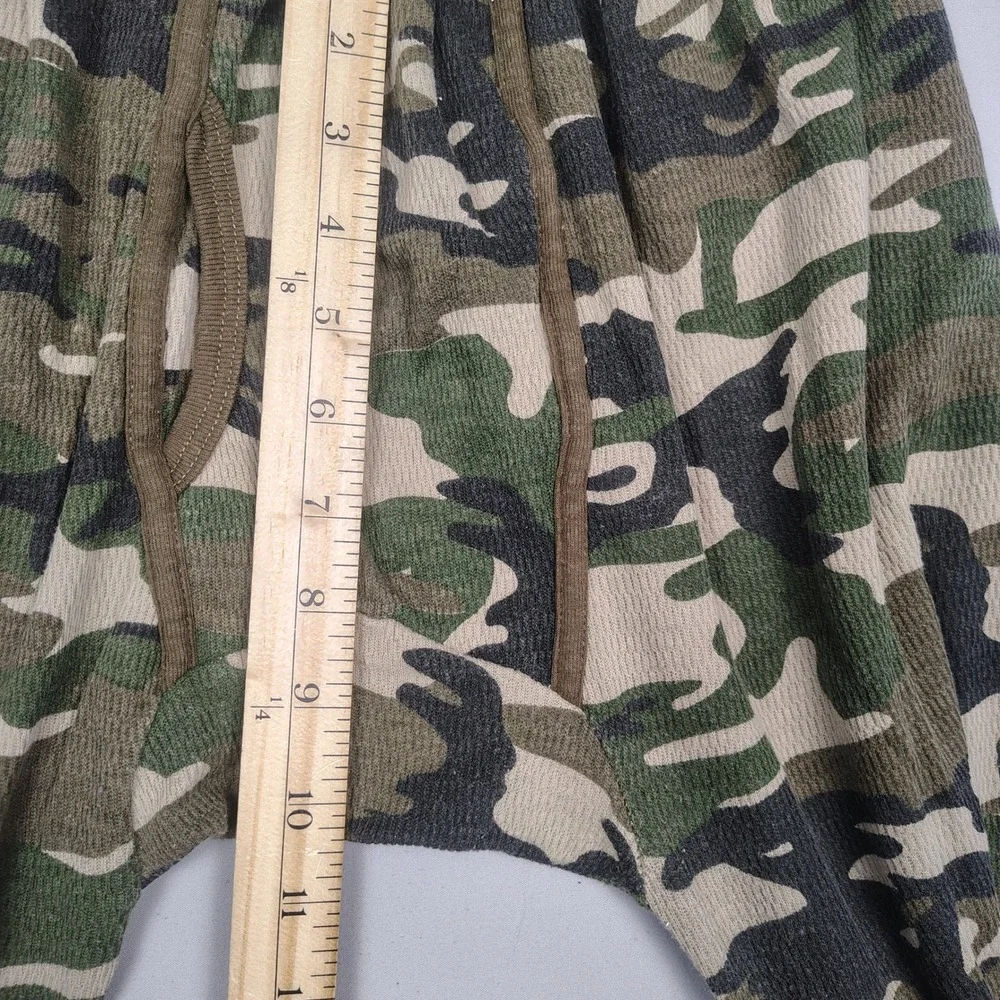Arctic Trail Thermal Pants Mens M Green Camo Waffle Knit Cotton Blend Long Johns